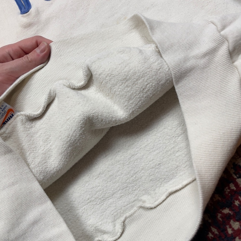 VTG Rare 70s Nike Orange Tag Cotton Quarter Zip Raglan Hoodie USA M White Blue - Picture 6 of 9